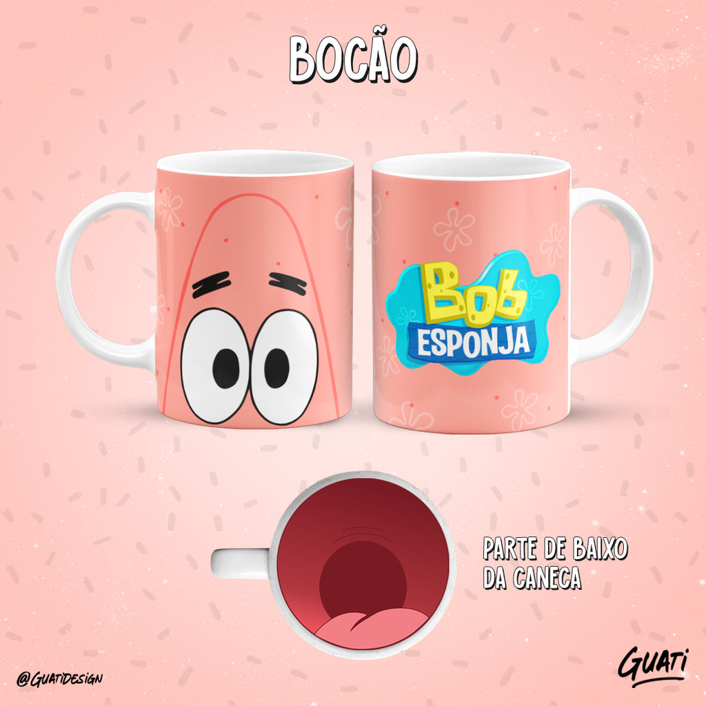 Tazas caricaturas con boca de personaje abajo