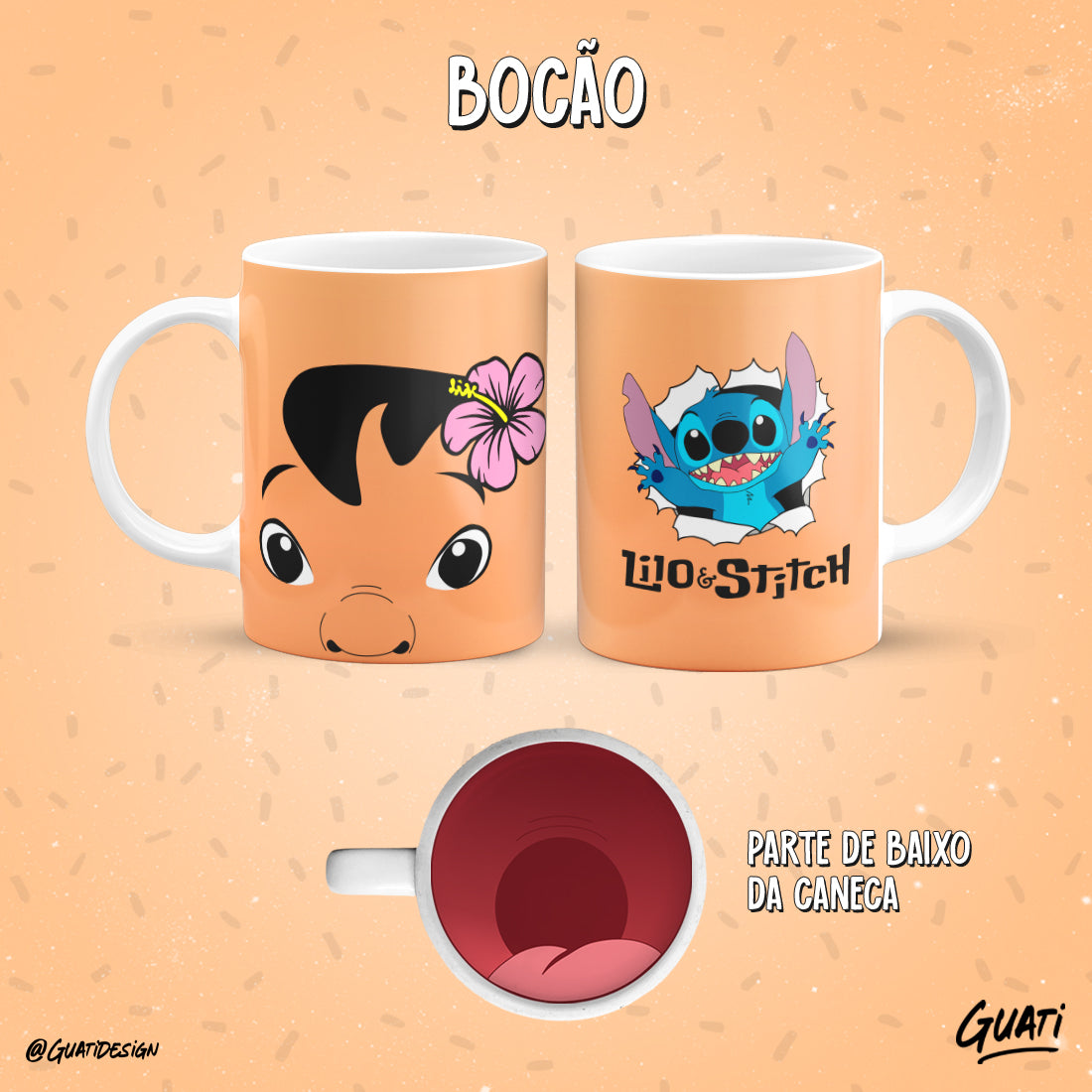 Tazas caricaturas con boca de personaje abajo