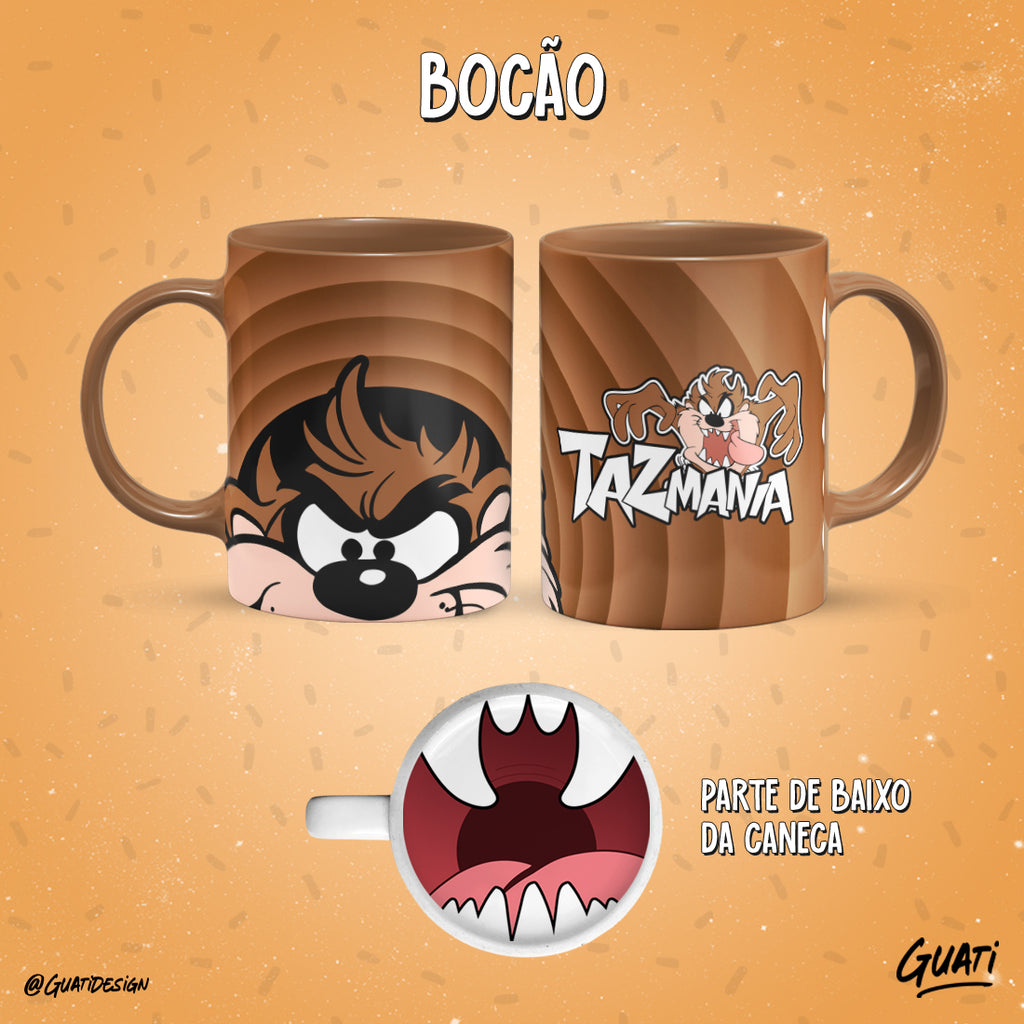 Tazas caricaturas con boca de personaje abajo