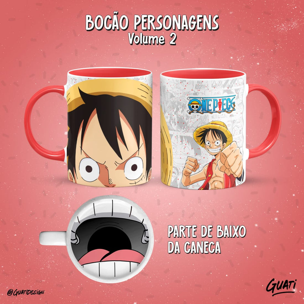 Tazas caricaturas con boca de personaje abajo