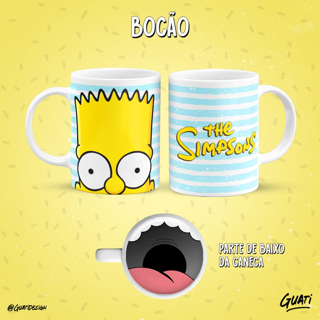 Tazas caricaturas con boca de personaje abajo