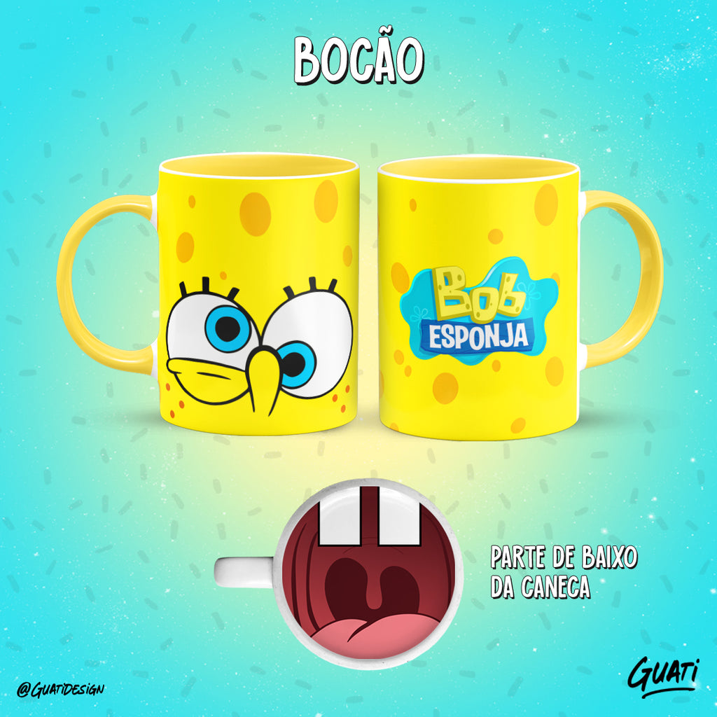 Tazas caricaturas con boca de personaje abajo