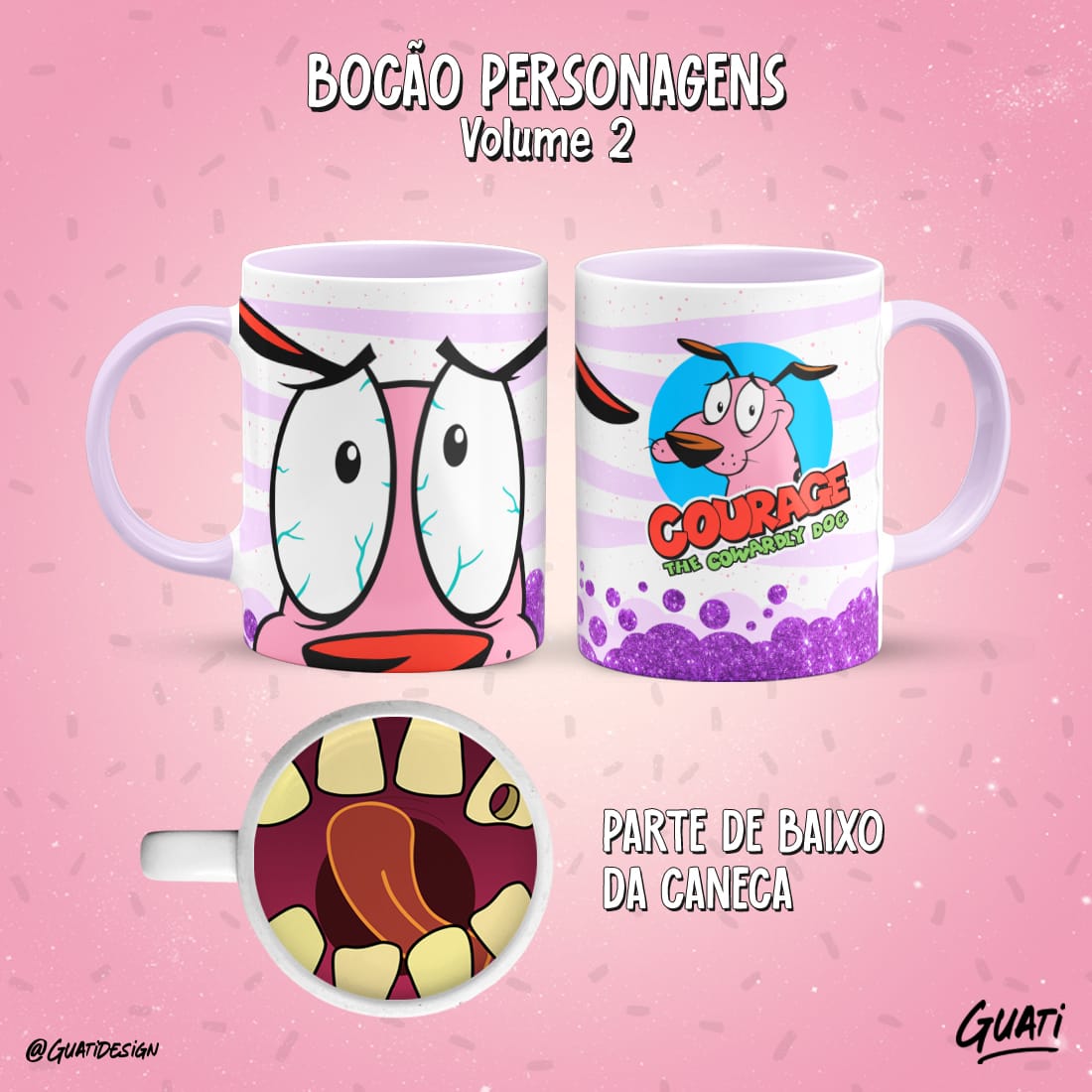Tazas caricaturas con boca de personaje abajo