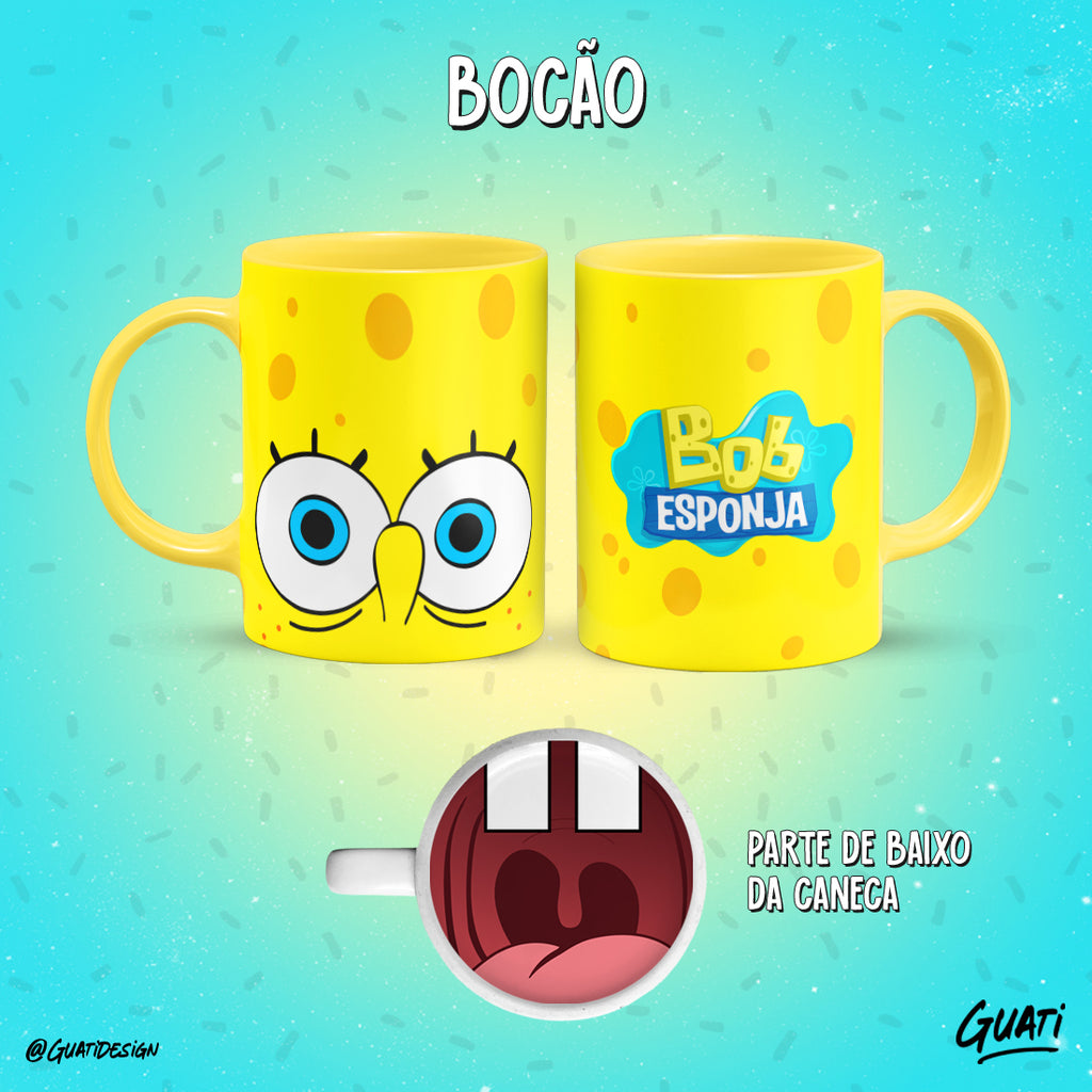 Tazas caricaturas con boca de personaje abajo