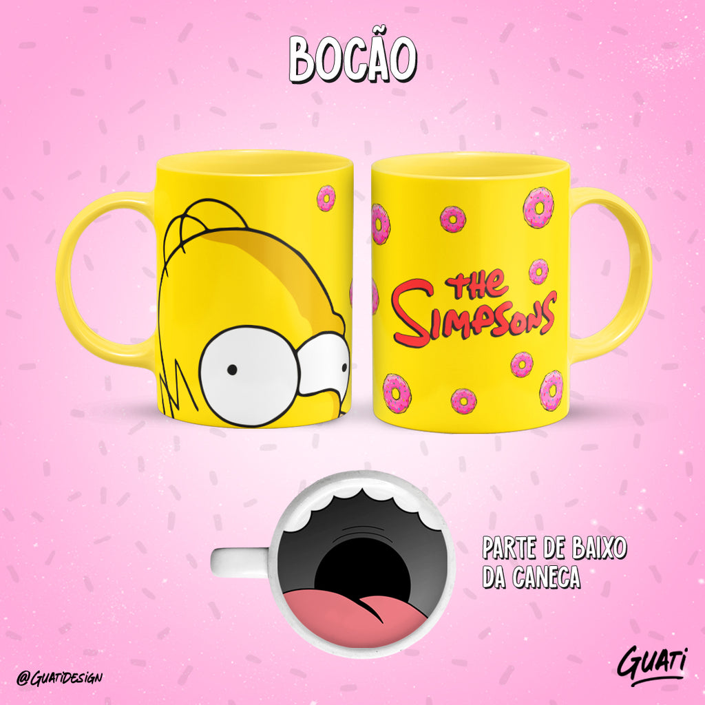Tazas caricaturas con boca de personaje abajo
