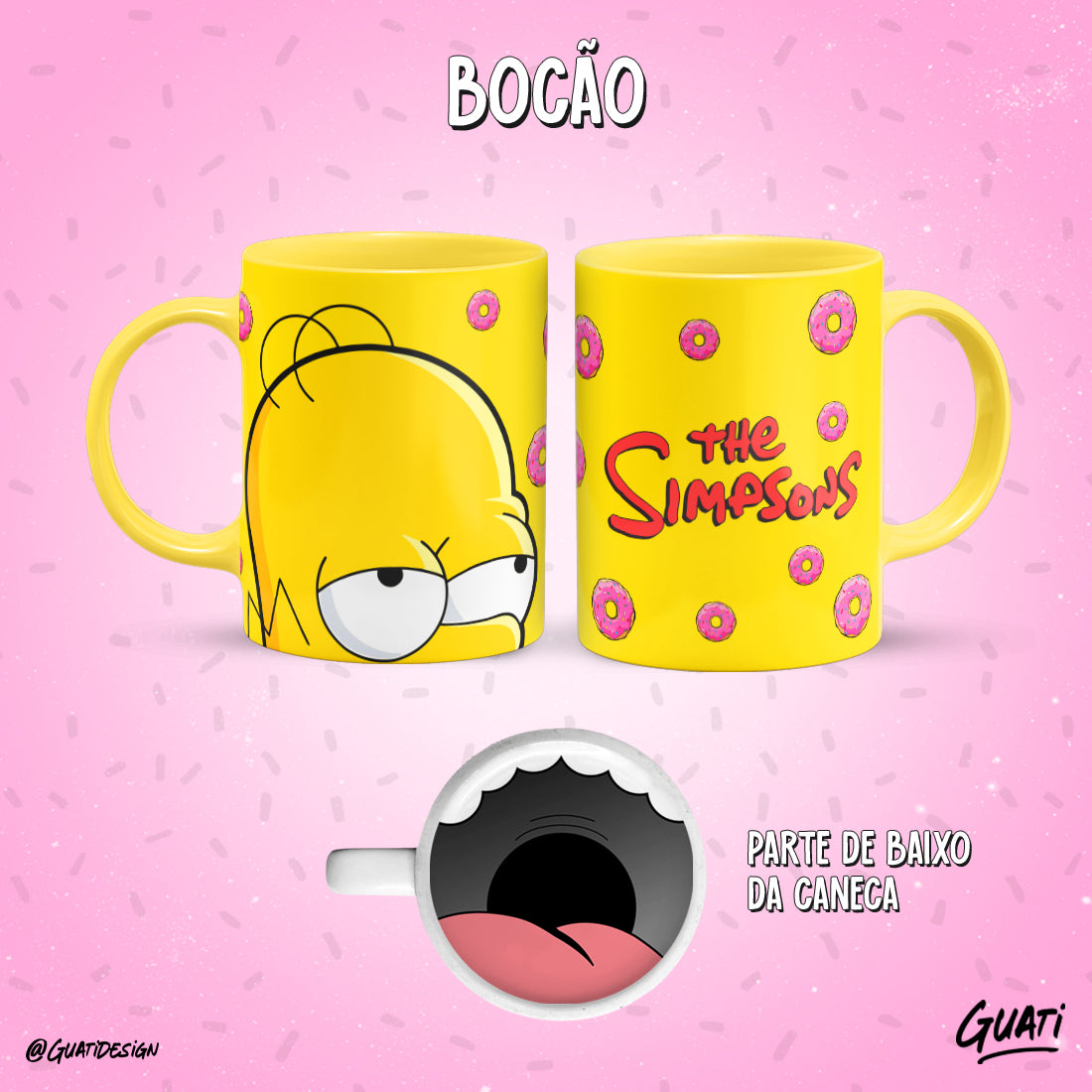 Tazas caricaturas con boca de personaje abajo