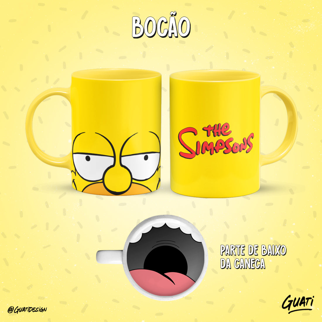 Tazas caricaturas con boca de personaje abajo