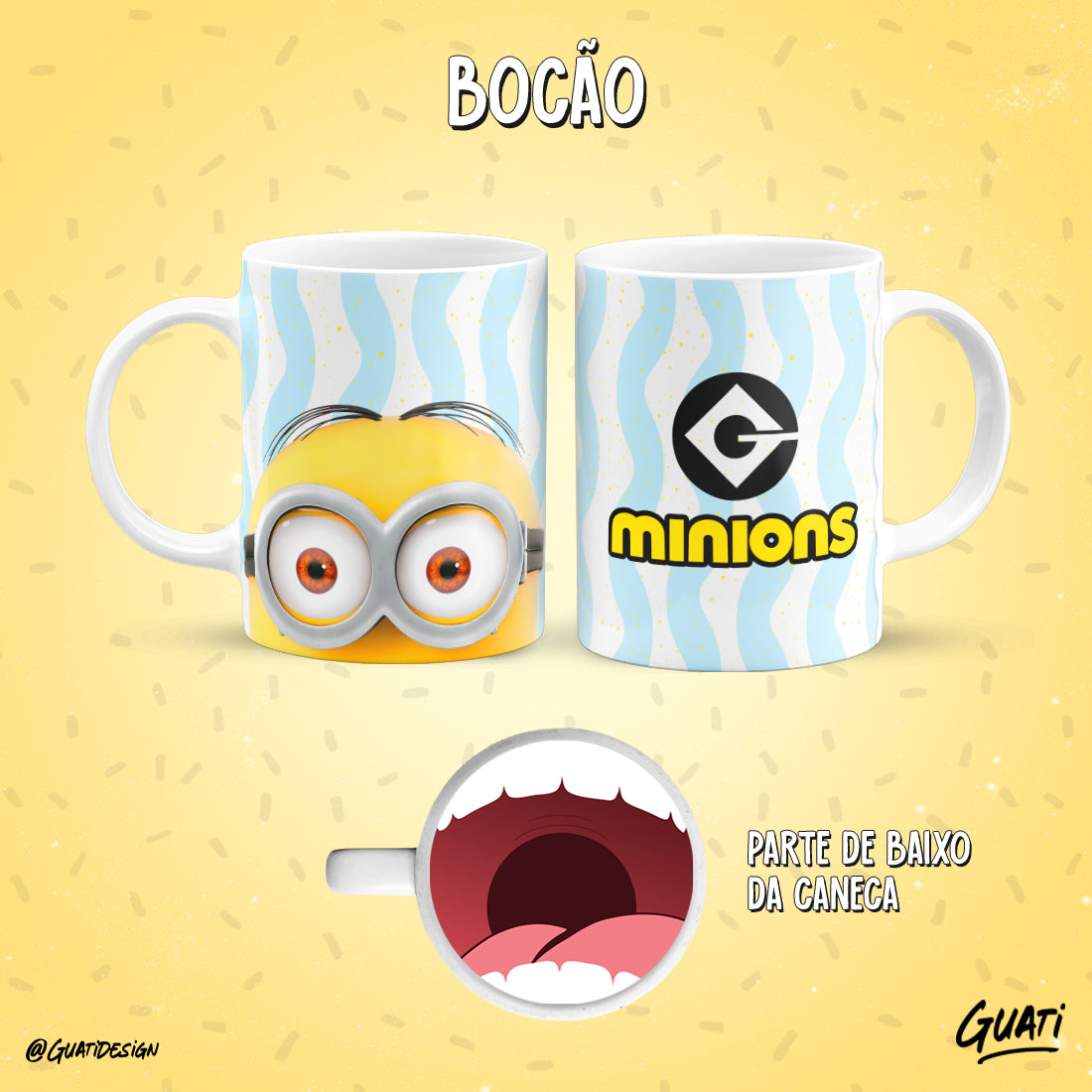 Tazas caricaturas con boca de personaje abajo