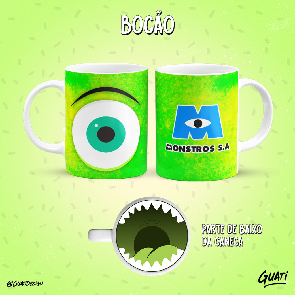 Tazas caricaturas con boca de personaje abajo